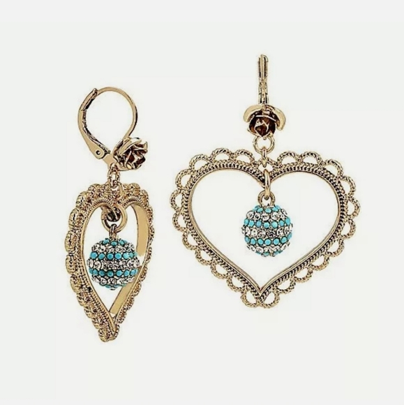 Nwt Betsey Johnson Anchors Away Heart Earrings - Picture 6 of 8